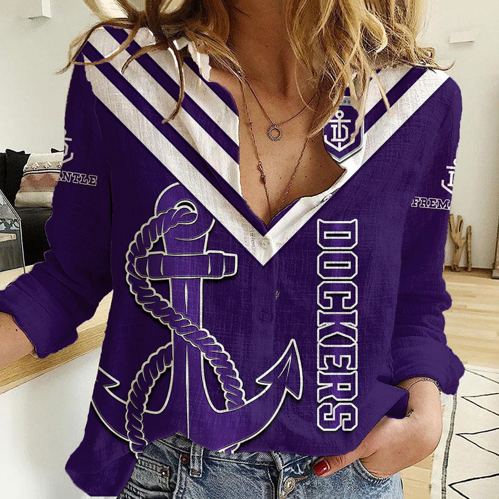 Personalised Fremantle Dockers Football 2023 Women Casual Shirt Go Freo Sporty Version 01 - Vibe Hoodie Shop