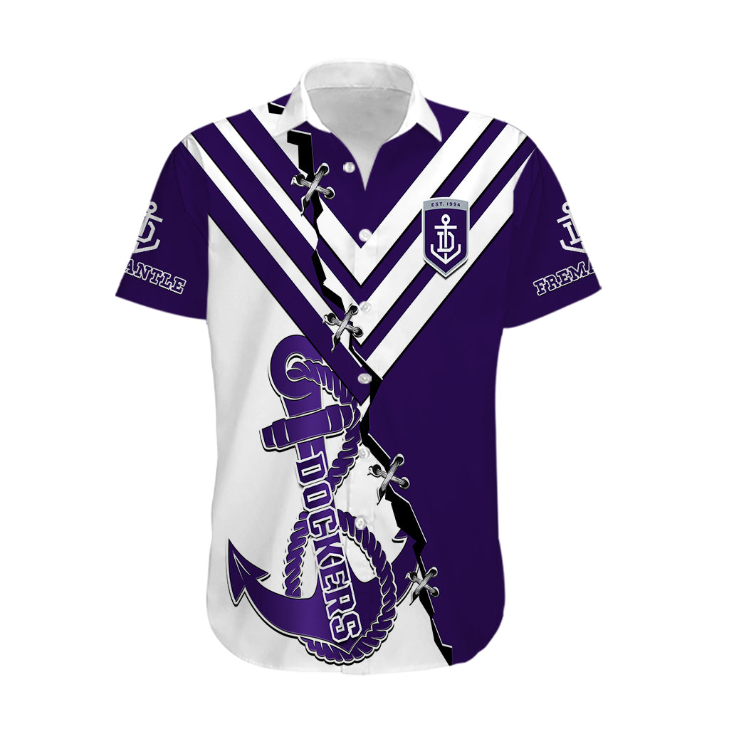 Personalised Fremantle Dockers Football 2023 Hawaiian Shirt Go Freo Sporty Version 02 - Vibe Hoodie Shop