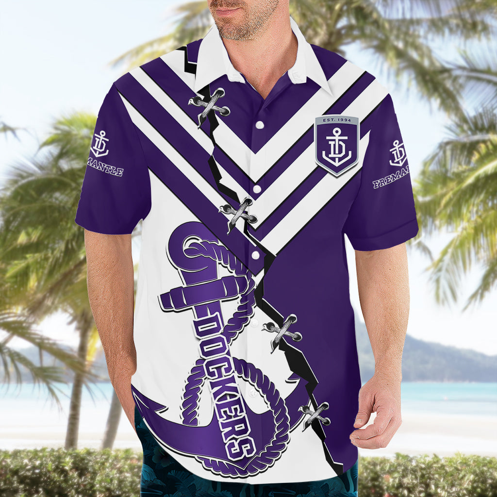Personalised Fremantle Dockers Football 2023 Hawaiian Shirt Go Freo Sporty Version 02 - Vibe Hoodie Shop