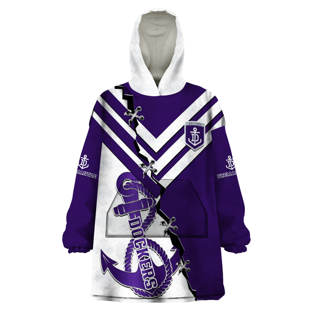 Personalised Fremantle Dockers Football 2023 Wearable Blanket Hoodie Go Freo Sporty Version 02 - Vibe Hoodie Shop