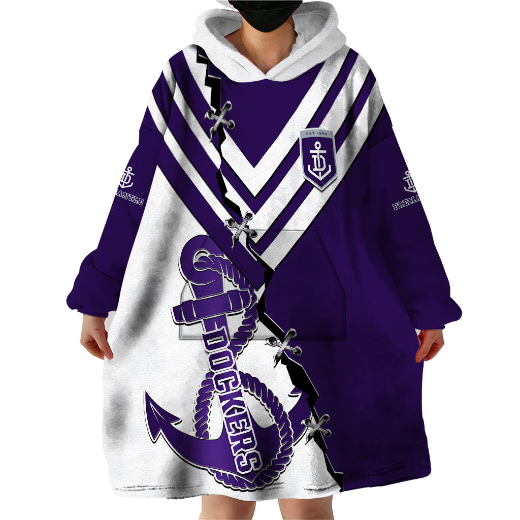 Personalised Fremantle Dockers Football 2023 Wearable Blanket Hoodie Go Freo Sporty Version 02 - Vibe Hoodie Shop