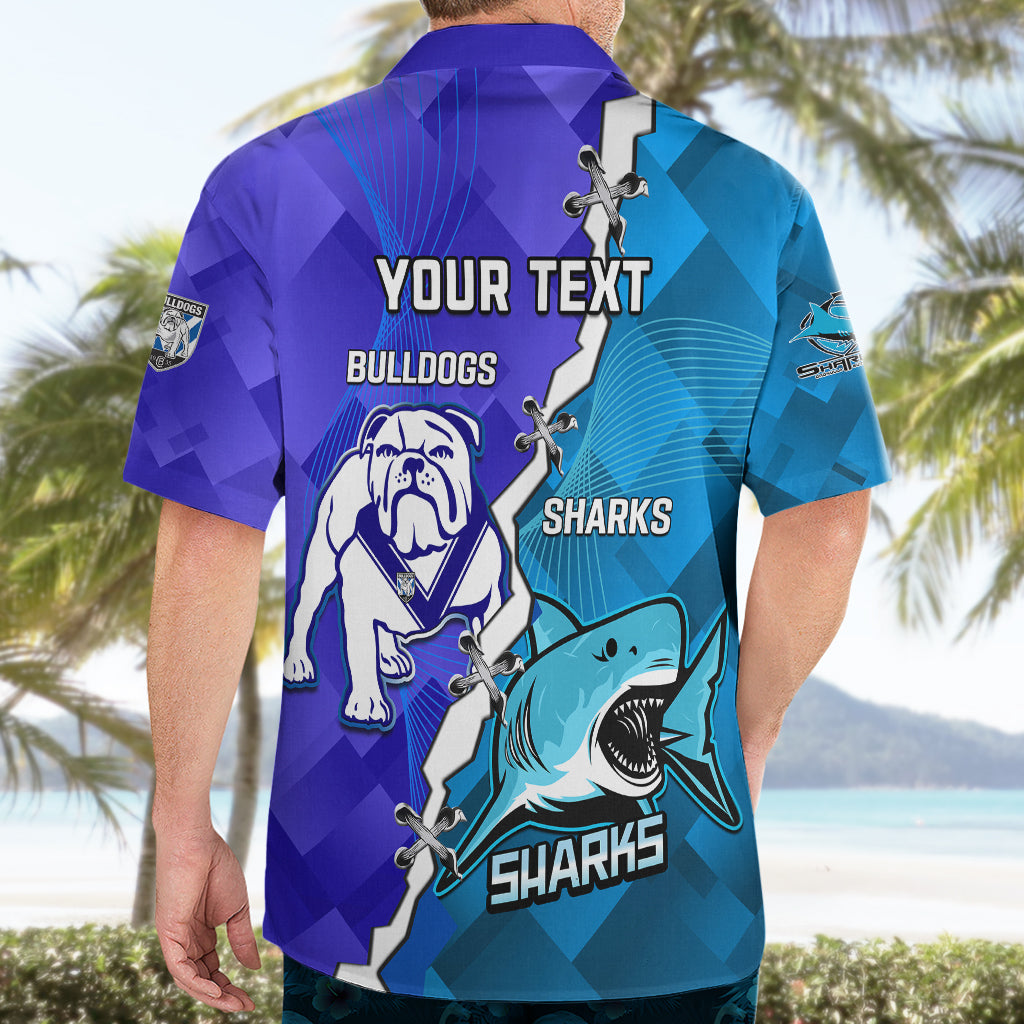 Perspnalised Sharks And Bulldogs Rugby Hawaiian Shirt Sporty Style - Vibe Hoodie Shop