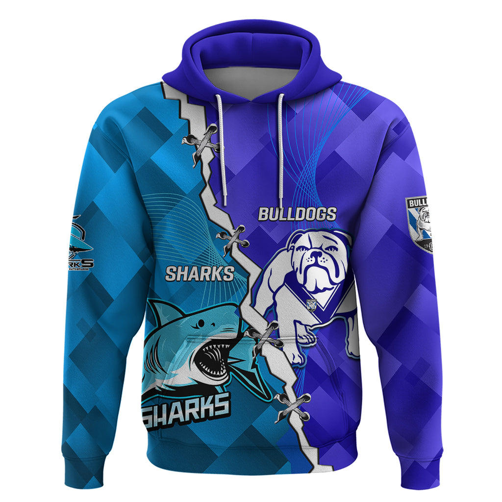Perspnalised Sharks And Bulldogs Rugby Hoodie Sporty Style - Vibe Hoodie Shop