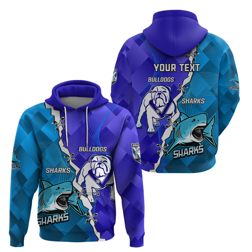 Perspnalised Sharks And Bulldogs Rugby Hoodie Sporty Style - Vibe Hoodie Shop