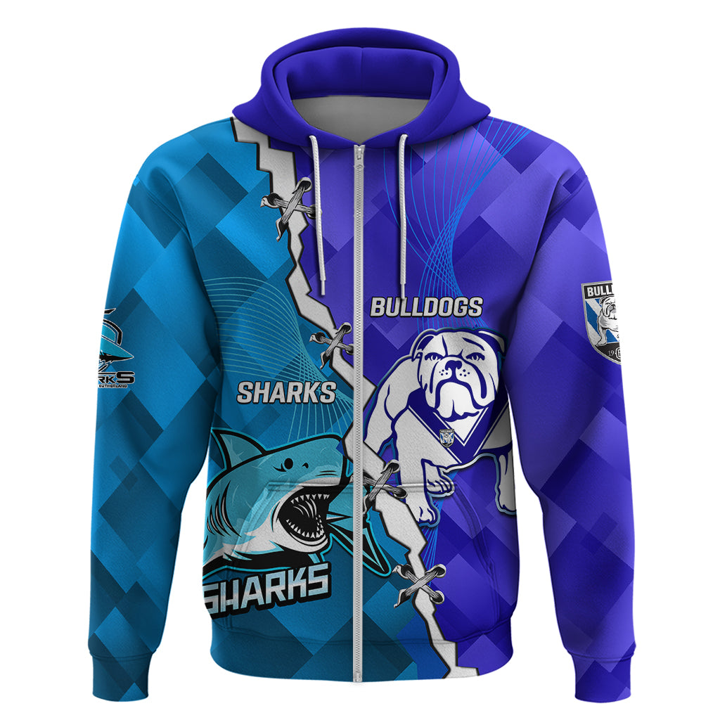 Perspnalised Sharks And Bulldogs Rugby Hoodie Sporty Style - Vibe Hoodie Shop