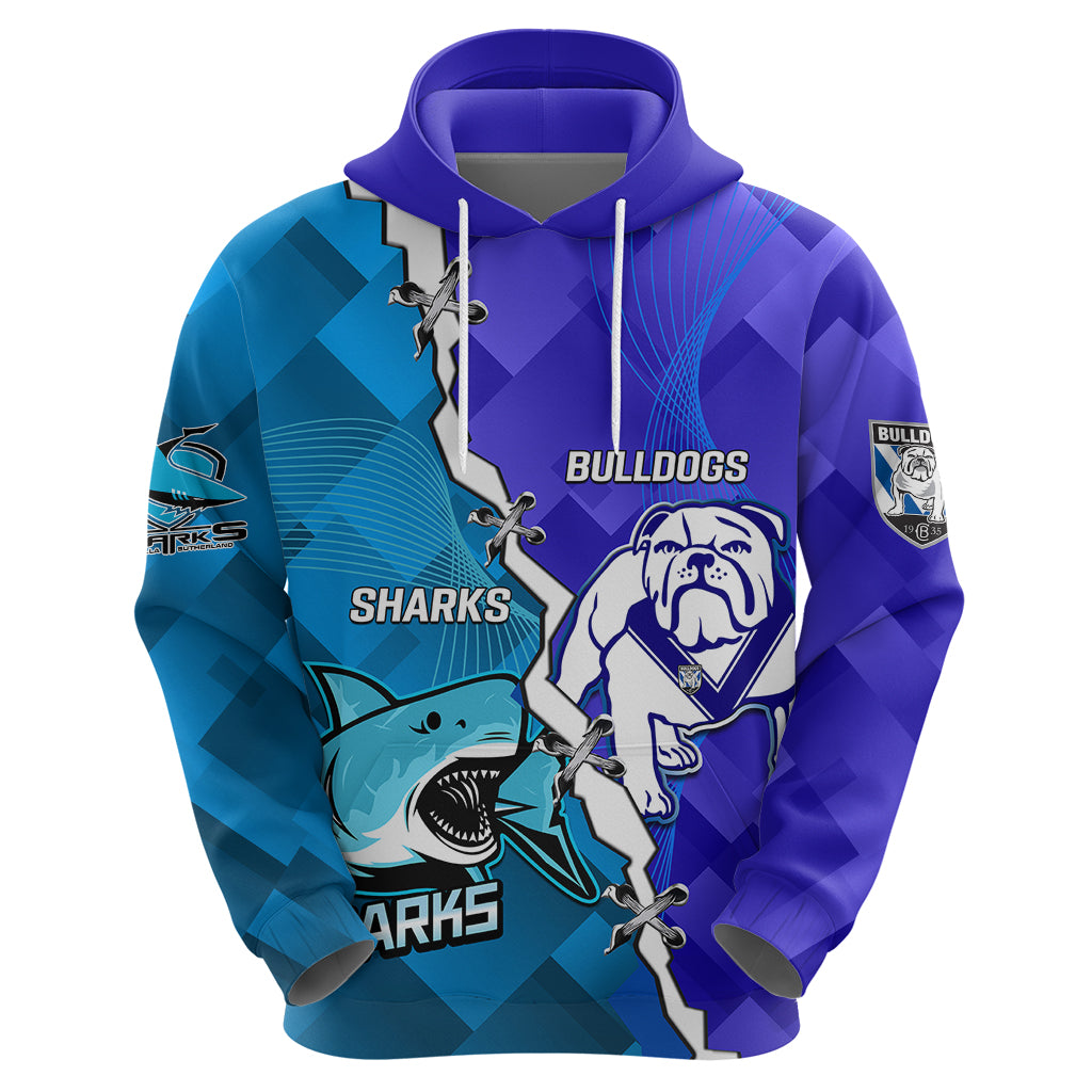 Perspnalised Sharks And Bulldogs Rugby Hoodie Sporty Style - Vibe Hoodie Shop