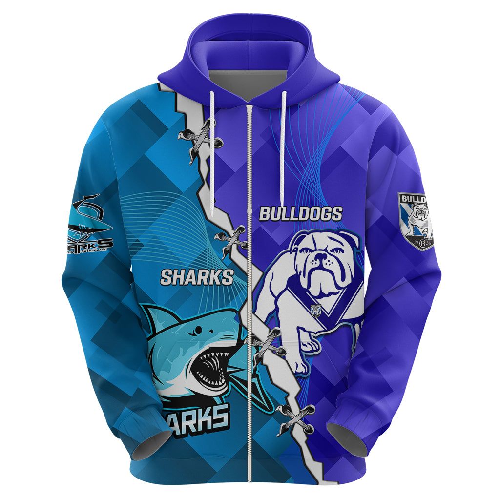 Perspnalised Sharks And Bulldogs Rugby Hoodie Sporty Style - Vibe Hoodie Shop