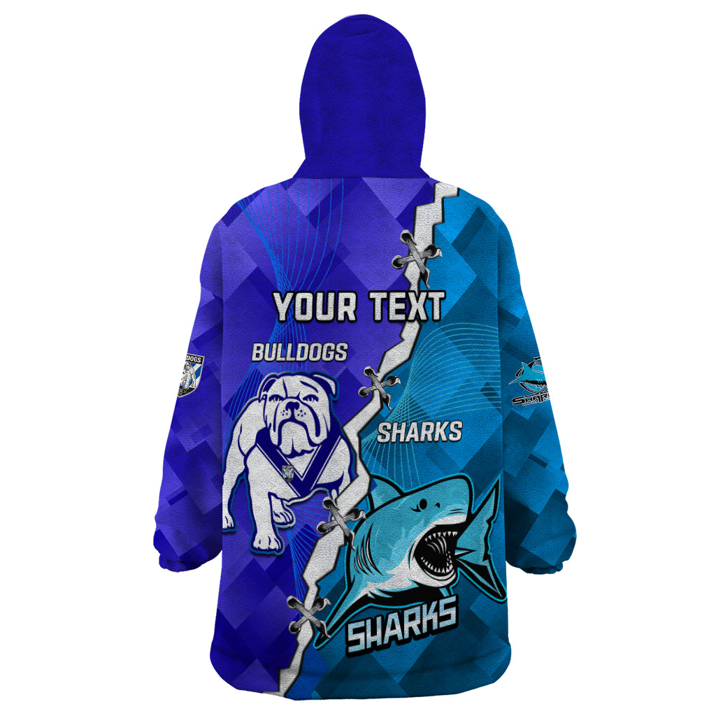 Perspnalised Sharks And Bulldogs Rugby Wearable Blanket Hoodie Sporty Style - Vibe Hoodie Shop