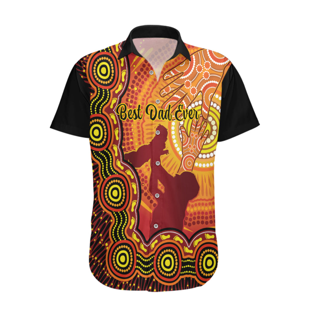 Australia Father Day Hawaiian Shirt Aussie Best Dad Ever Indigenous Hand Art - Vibe Hoodie Shop