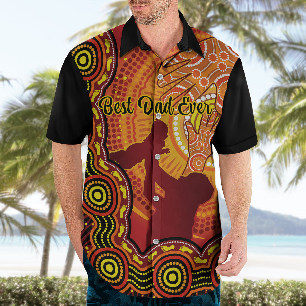 Australia Father Day Hawaiian Shirt Aussie Best Dad Ever Indigenous Hand Art - Vibe Hoodie Shop