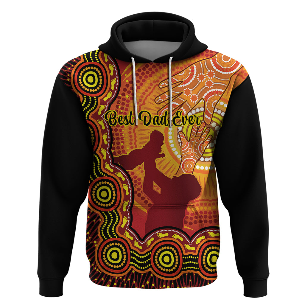 Australia Father Day Hoodie Aussie Best Dad Ever Indigenous Hand Art - Vibe Hoodie Shop