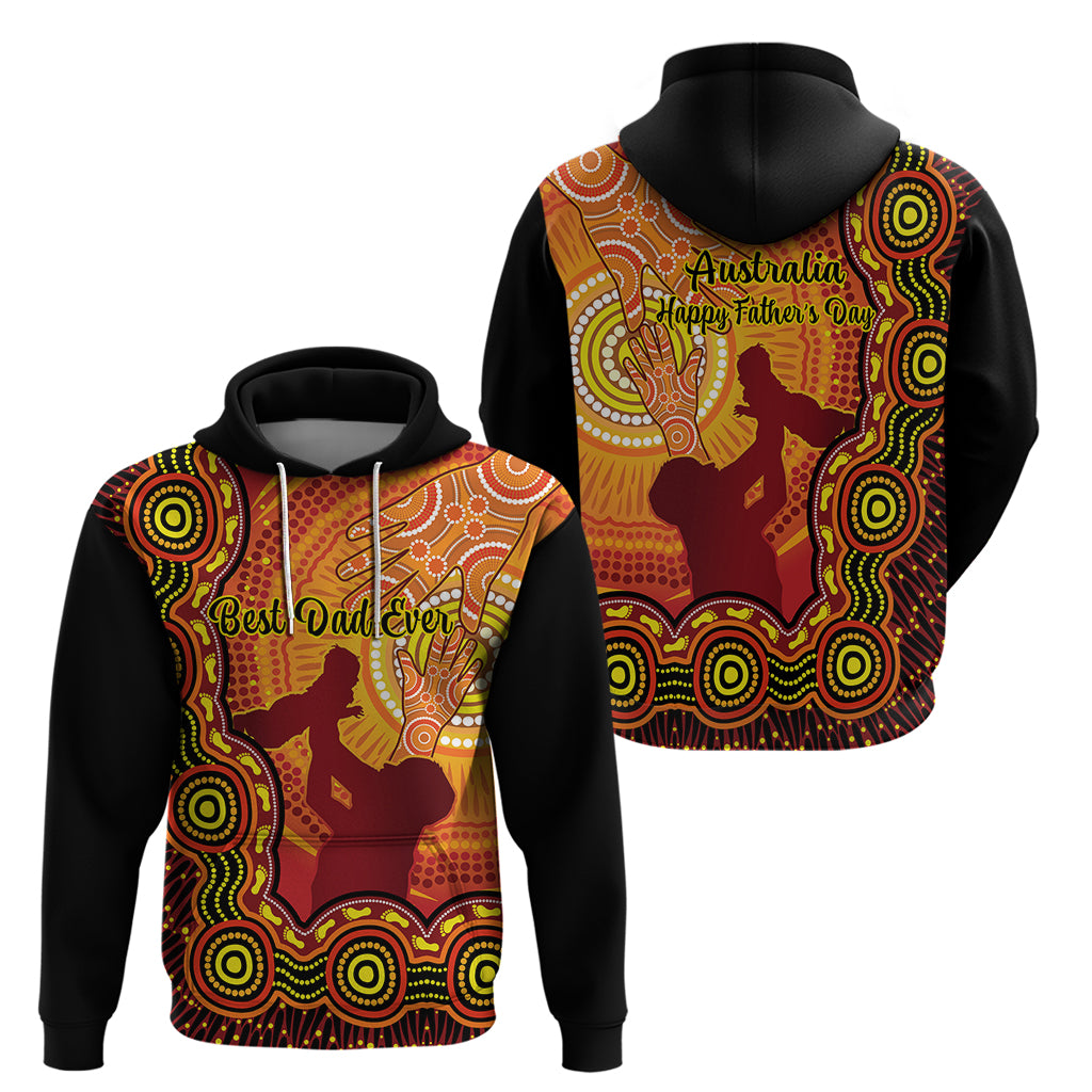 Australia Father Day Hoodie Aussie Best Dad Ever Indigenous Hand Art - Vibe Hoodie Shop