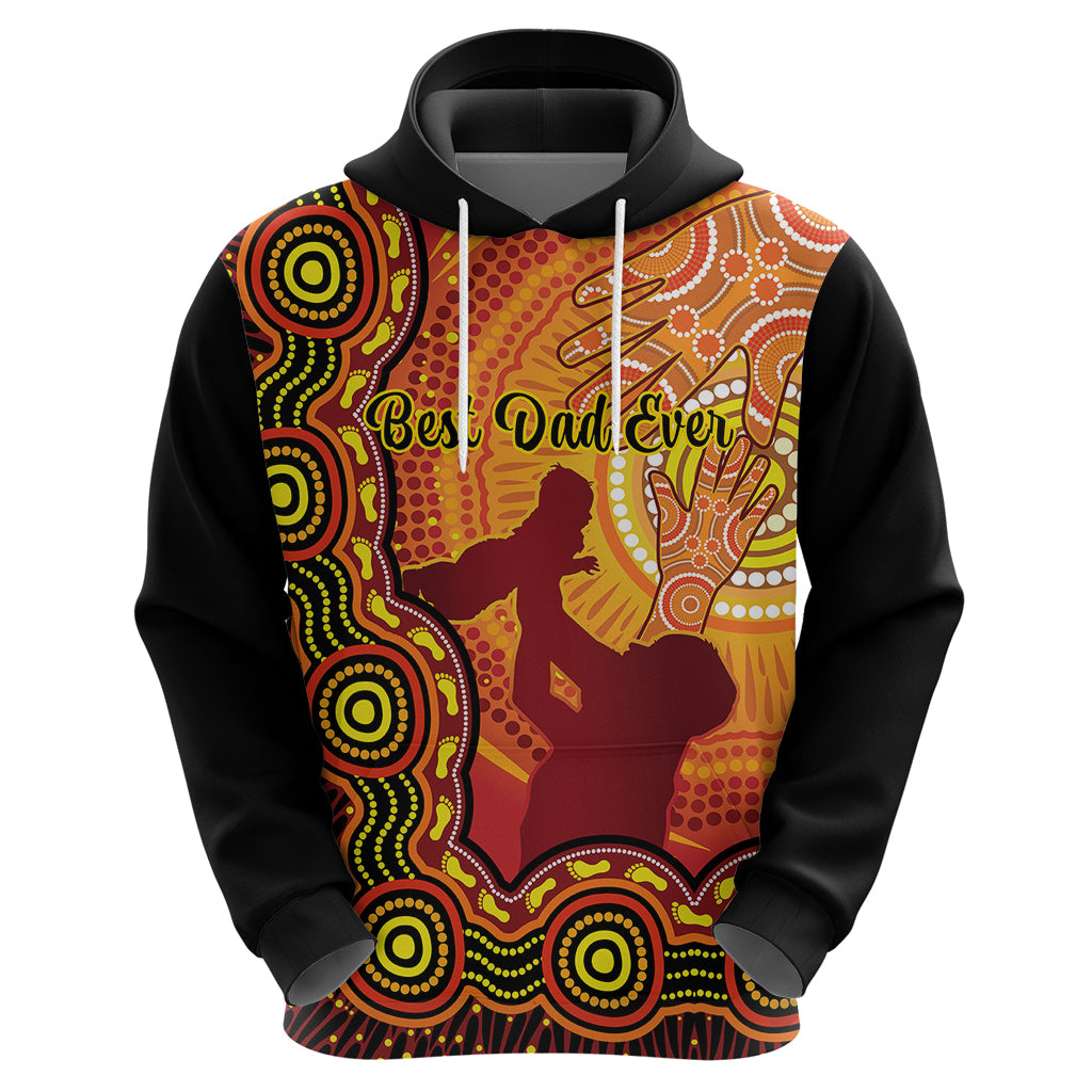 Australia Father Day Hoodie Aussie Best Dad Ever Indigenous Hand Art - Vibe Hoodie Shop