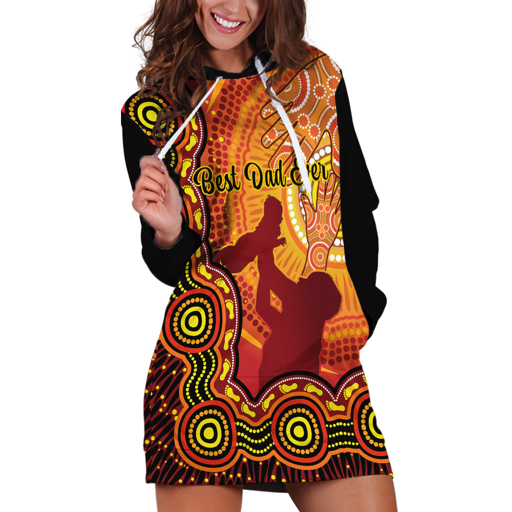 Australia Father Day Hoodie Dress Aussie Best Dad Ever Indigenous Hand Art - Vibe Hoodie Shop