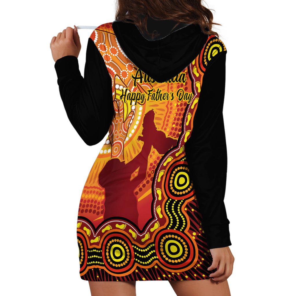 Australia Father Day Hoodie Dress Aussie Best Dad Ever Indigenous Hand Art - Vibe Hoodie Shop