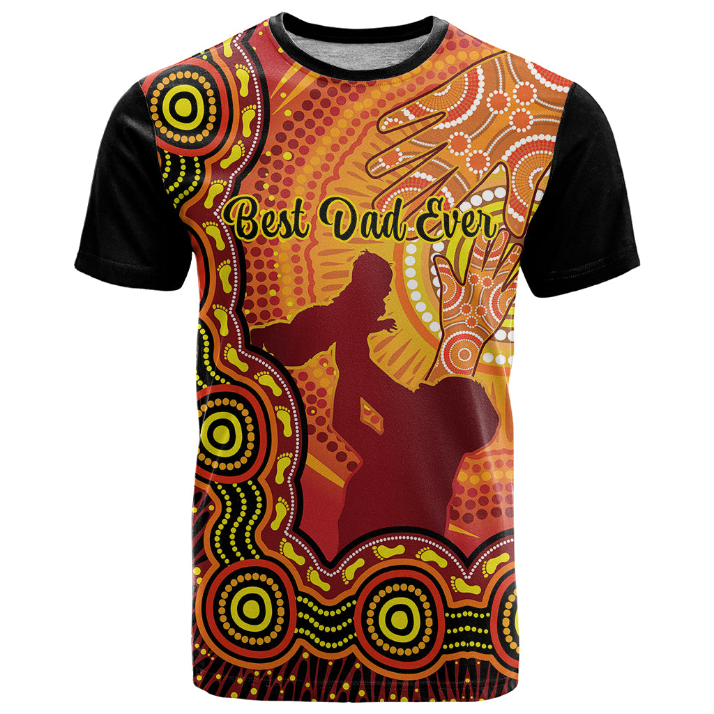 Australia Father Day T Shirt Aussie Best Dad Ever Indigenous Hand Art - Vibe Hoodie Shop