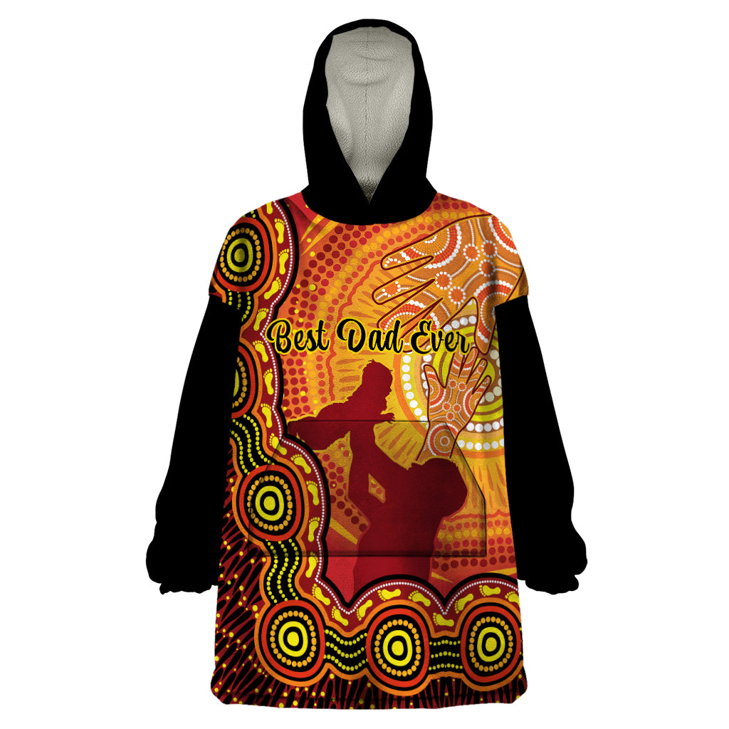 Australia Father Day Wearable Blanket Hoodie Aussie Best Dad Ever Indigenous Hand Art - Vibe Hoodie Shop