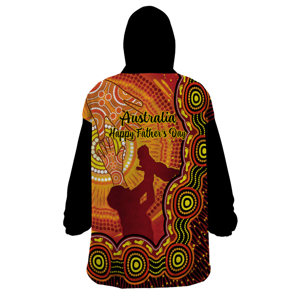 Australia Father Day Wearable Blanket Hoodie Aussie Best Dad Ever Indigenous Hand Art - Vibe Hoodie Shop