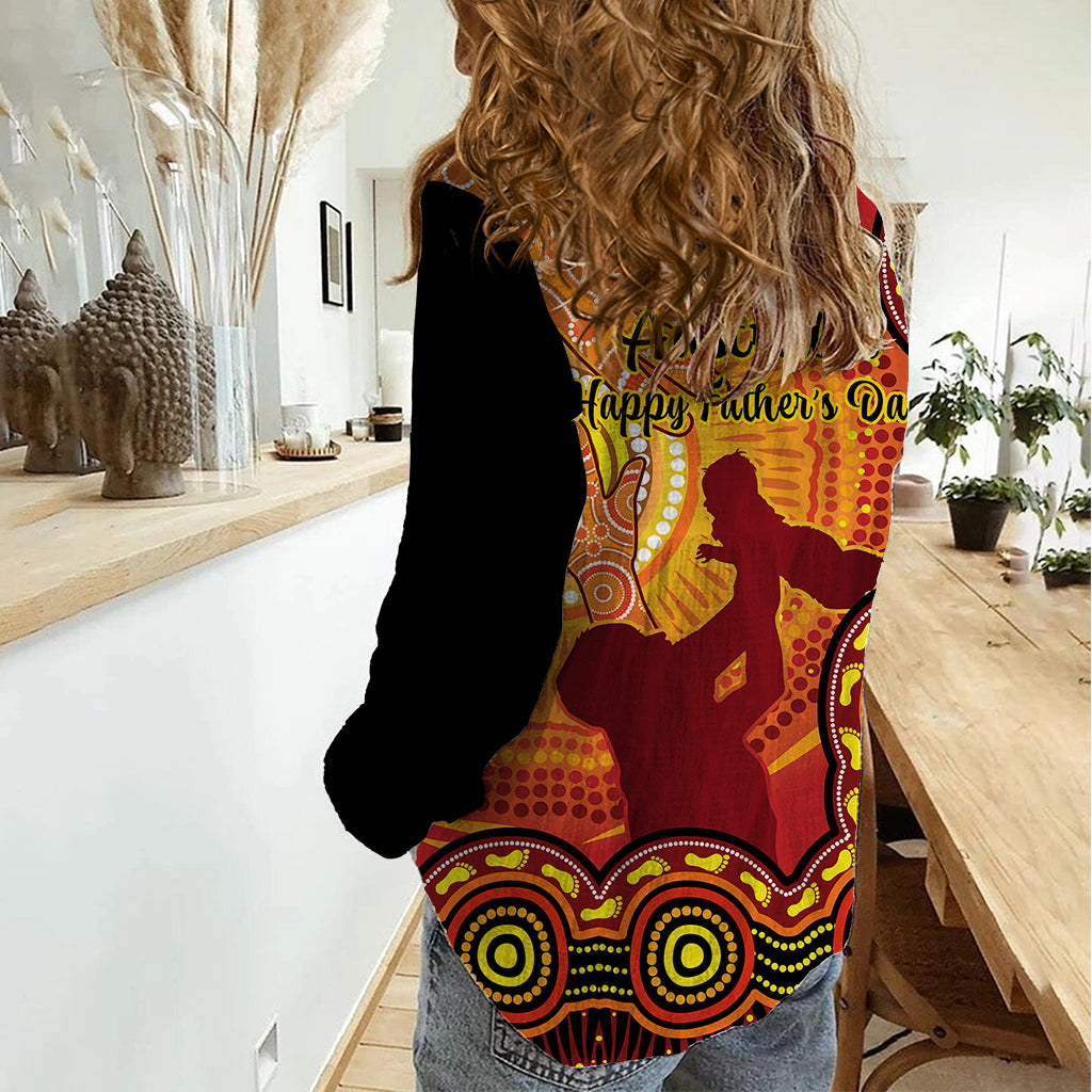 Australia Father Day Women Casual Shirt Aussie Best Dad Ever Indigenous Hand Art - Vibe Hoodie Shop
