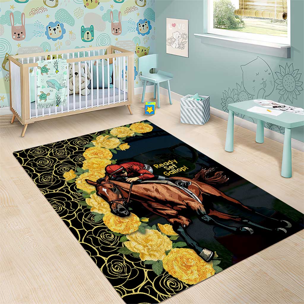 Melbourne Horse Racing Area Rug Yellow Roses - Ready Set Gallop! - Vibe Hoodie Shop