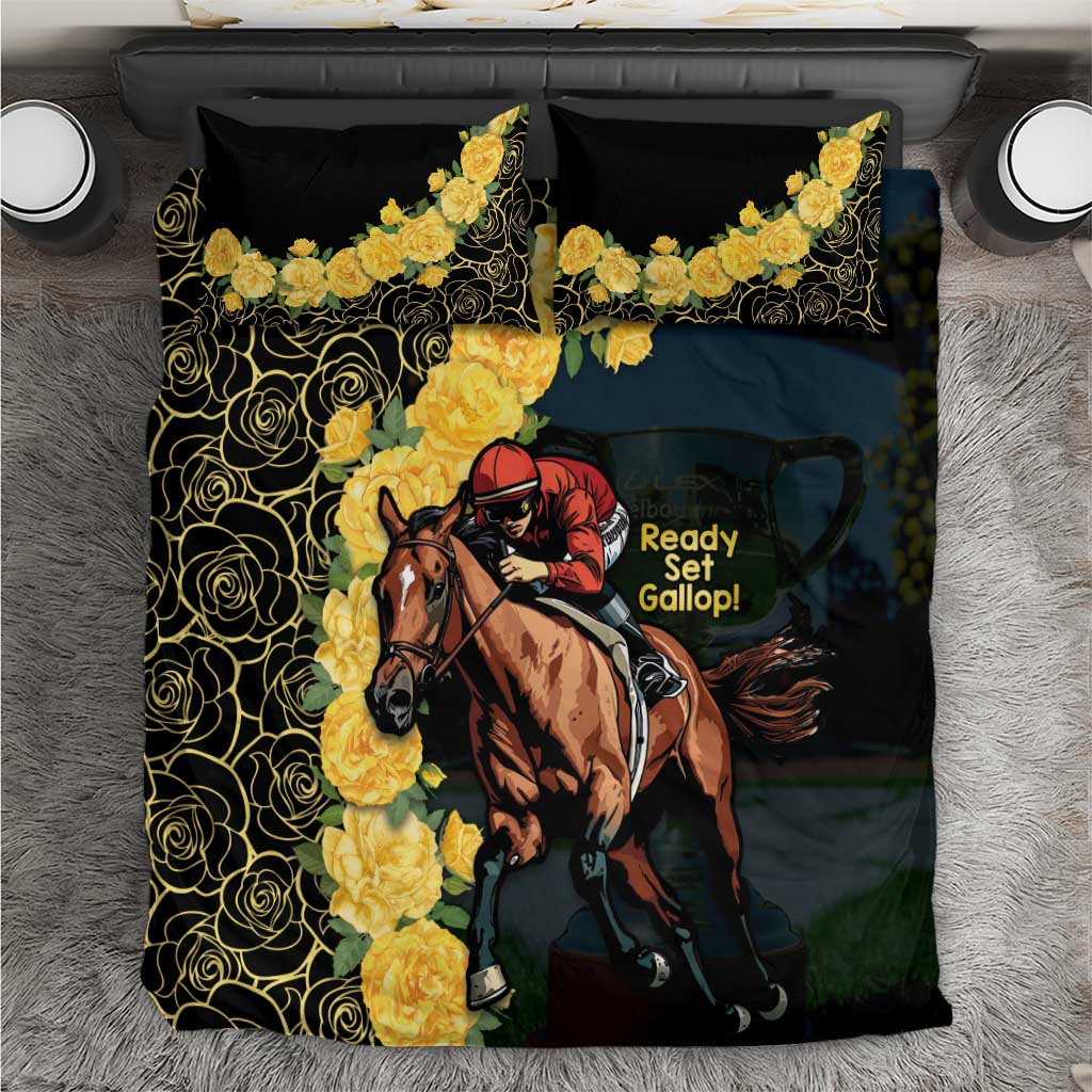 Melbourne Horse Racing Bedding Set Yellow Roses - Ready Set Gallop! - Vibe Hoodie Shop