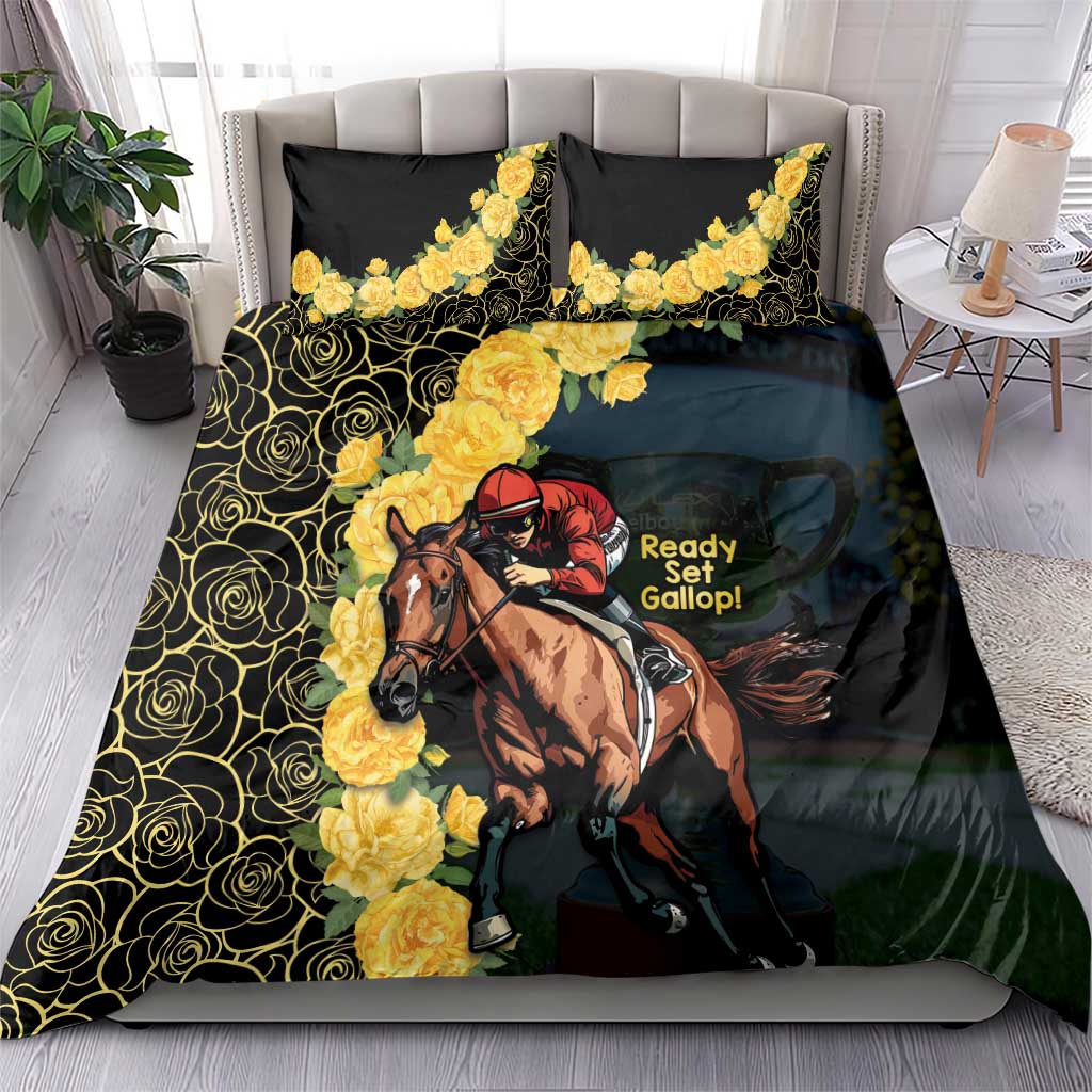 Melbourne Horse Racing Bedding Set Yellow Roses - Ready Set Gallop! - Vibe Hoodie Shop