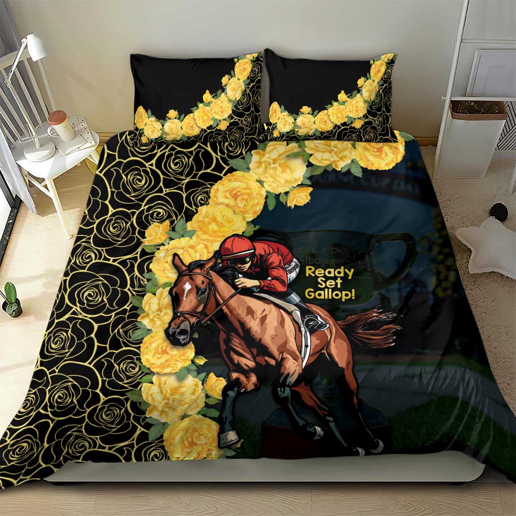Melbourne Horse Racing Bedding Set Yellow Roses - Ready Set Gallop! - Vibe Hoodie Shop