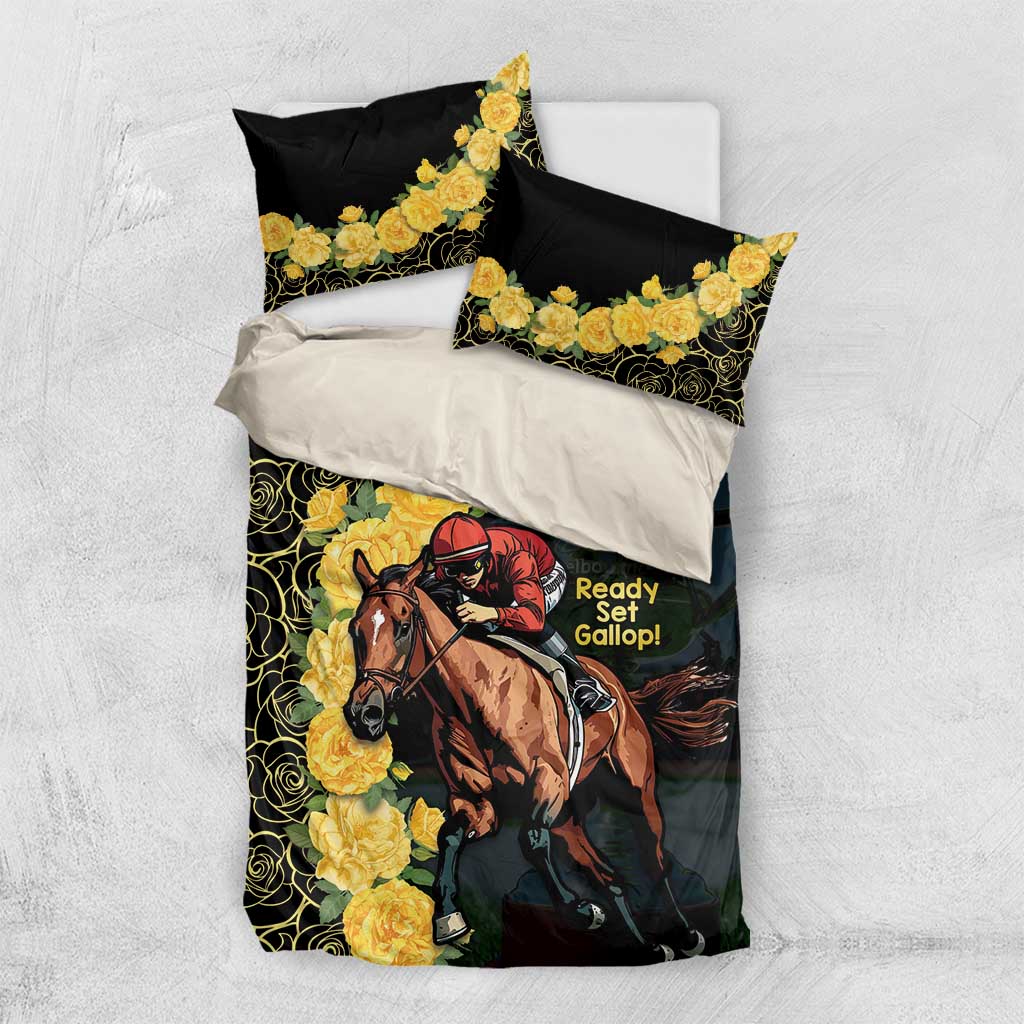 Melbourne Horse Racing Bedding Set Yellow Roses - Ready Set Gallop! - Vibe Hoodie Shop