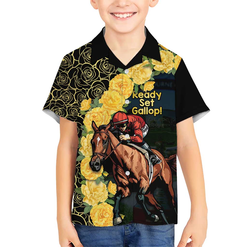 Melbourne Horse Racing Hawaiian Shirt Yellow Roses - Ready Set Gallop! - Vibe Hoodie Shop