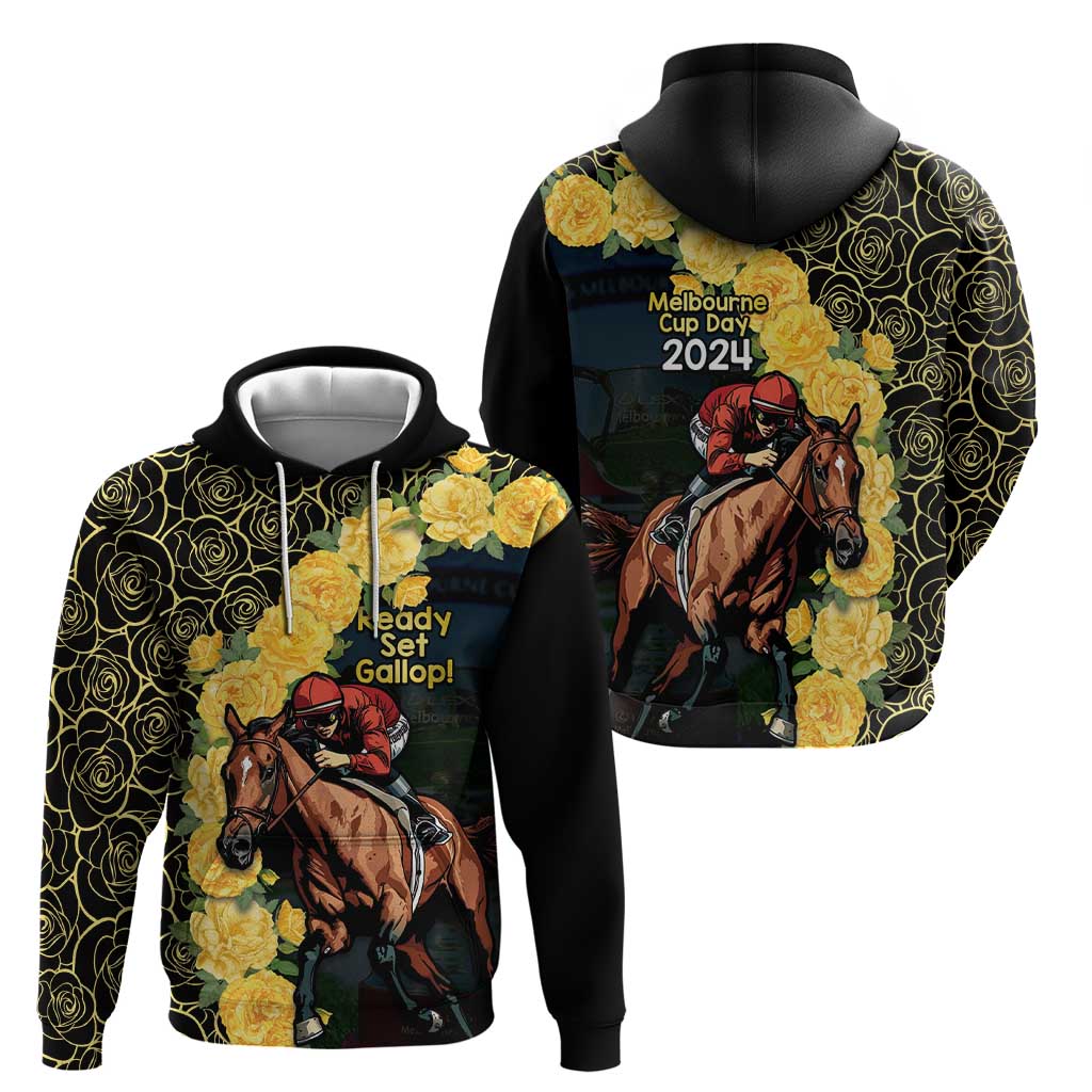 Melbourne Horse Racing Hoodie Yellow Roses - Ready Set Gallop! - Vibe Hoodie Shop