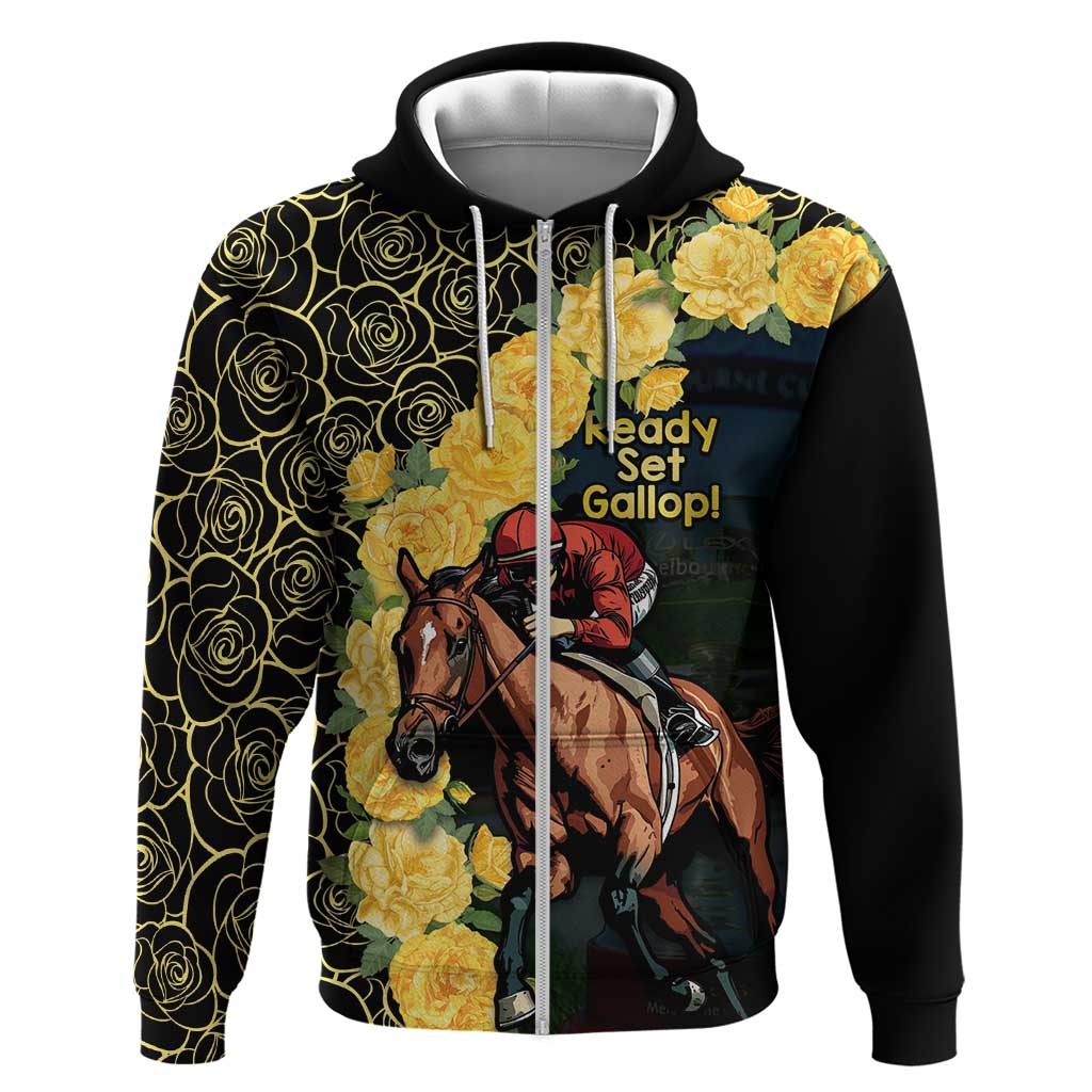 Melbourne Horse Racing Hoodie Yellow Roses - Ready Set Gallop! - Vibe Hoodie Shop