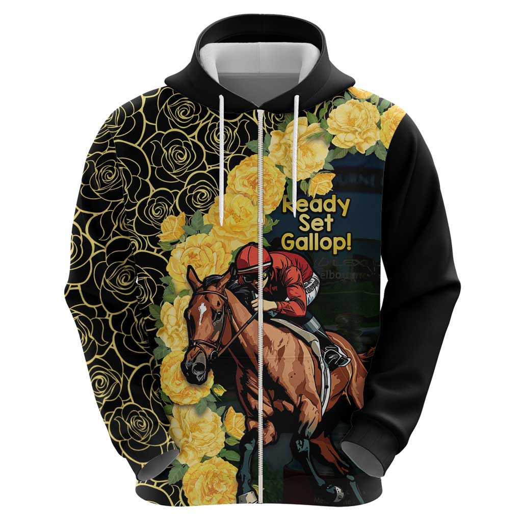 Melbourne Horse Racing Hoodie Yellow Roses - Ready Set Gallop! - Vibe Hoodie Shop