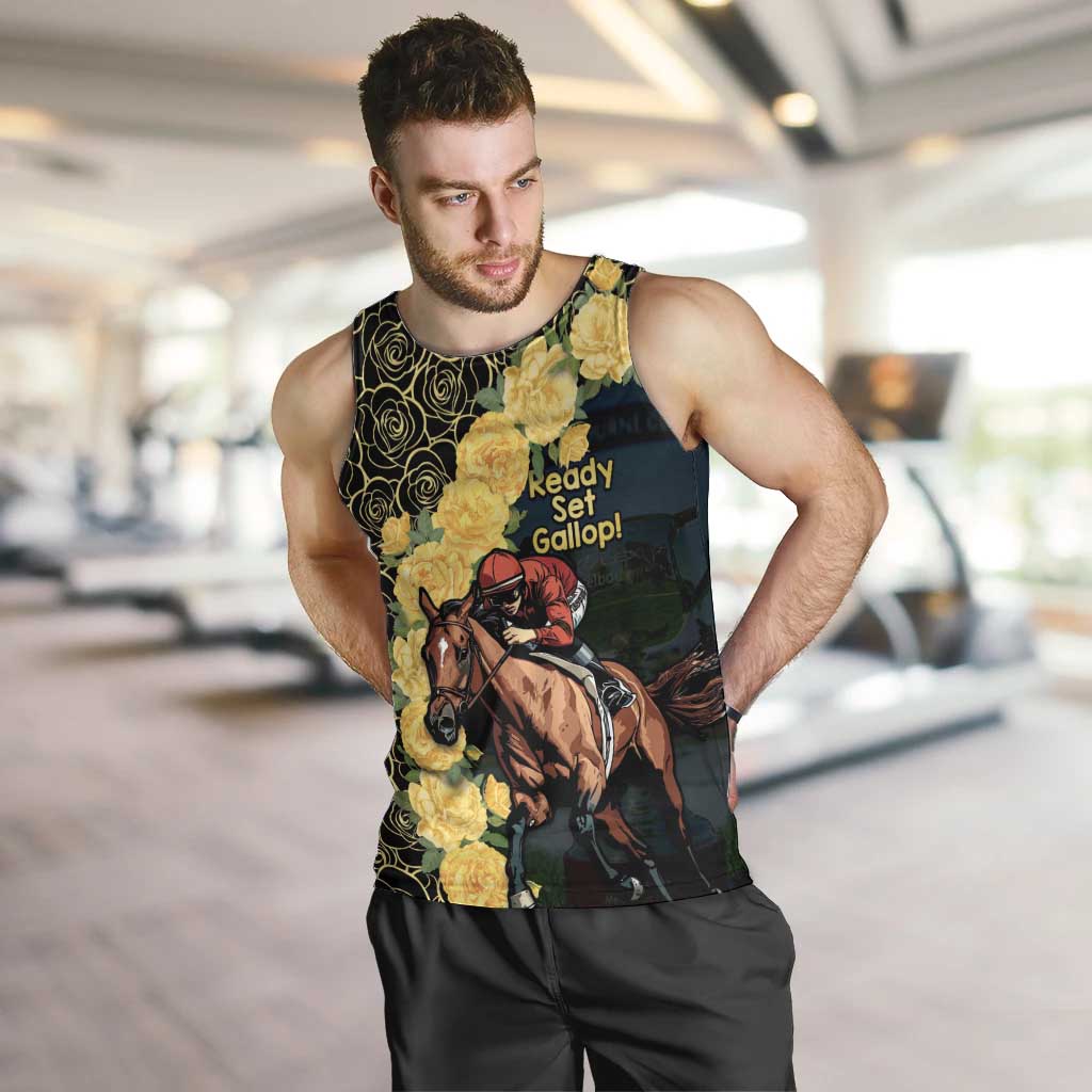 Melbourne Horse Racing Men Tank Top Yellow Roses - Ready Set Gallop! - Vibe Hoodie Shop