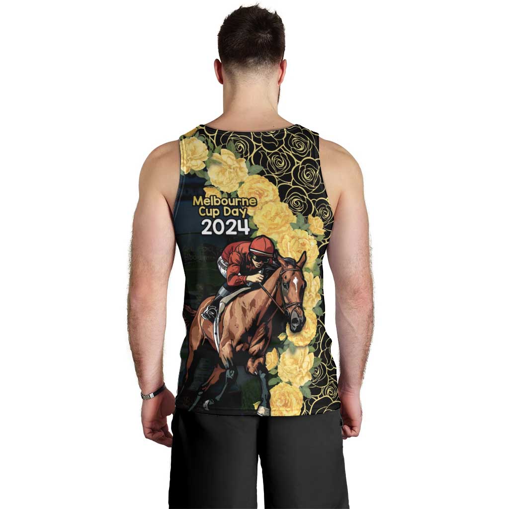 Melbourne Horse Racing Men Tank Top Yellow Roses - Ready Set Gallop! - Vibe Hoodie Shop
