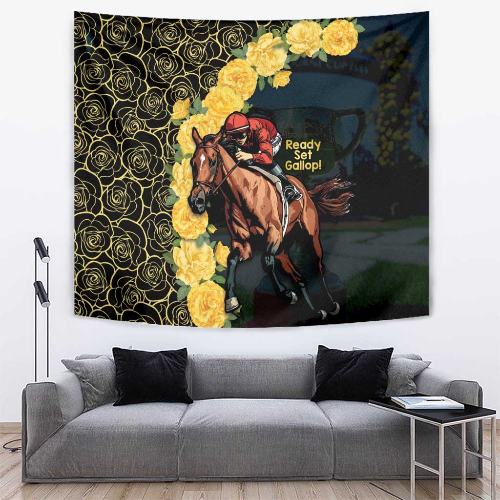 Melbourne Horse Racing Tapestry Yellow Roses - Ready Set Gallop! - Vibe Hoodie Shop