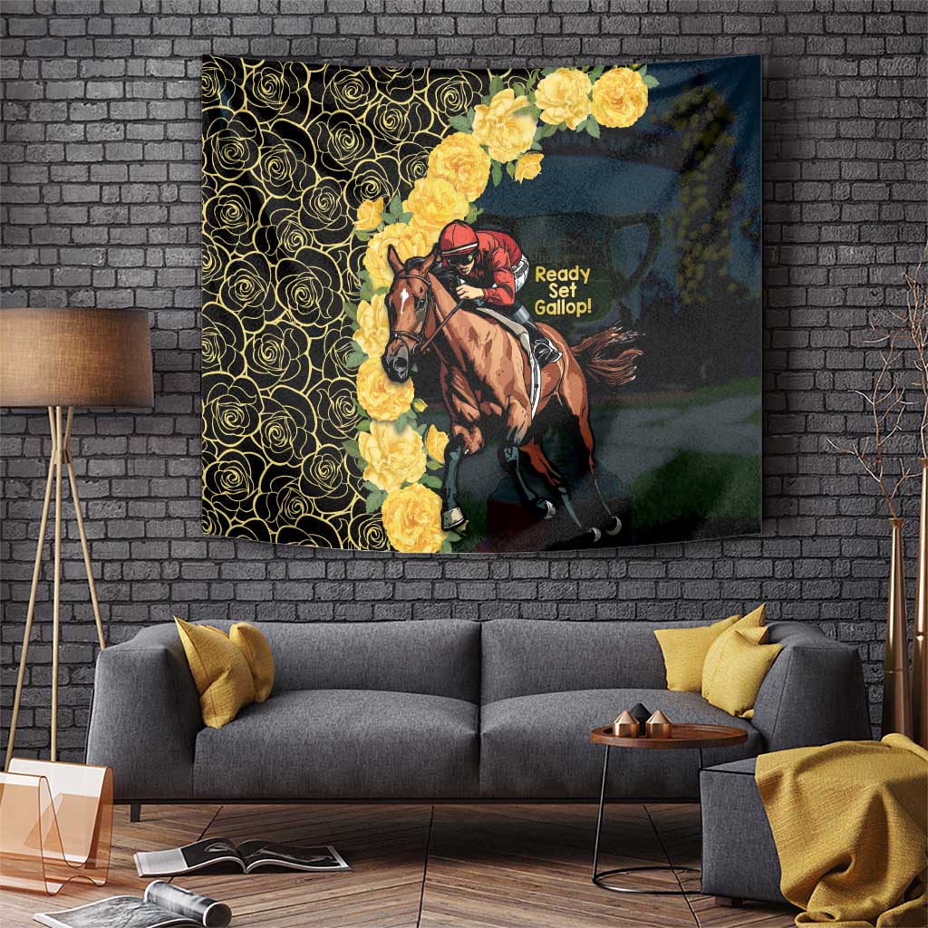 Melbourne Horse Racing Tapestry Yellow Roses - Ready Set Gallop! - Vibe Hoodie Shop