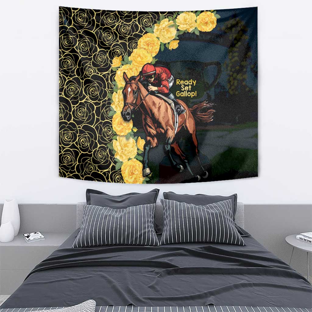 Melbourne Horse Racing Tapestry Yellow Roses - Ready Set Gallop! - Vibe Hoodie Shop