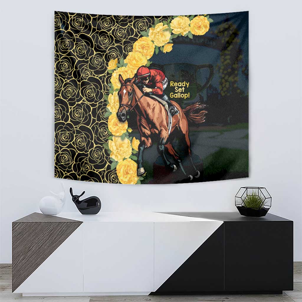 Melbourne Horse Racing Tapestry Yellow Roses - Ready Set Gallop! - Vibe Hoodie Shop