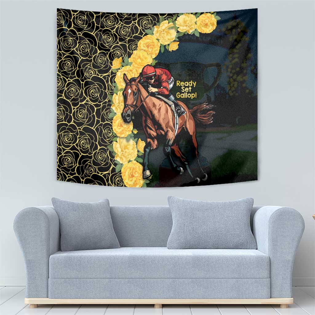 Melbourne Horse Racing Tapestry Yellow Roses - Ready Set Gallop! - Vibe Hoodie Shop