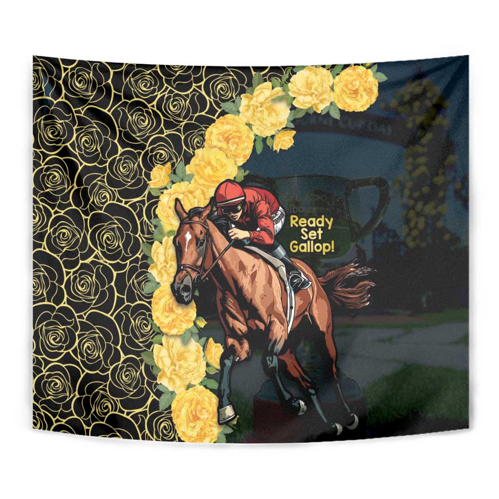 Melbourne Horse Racing Tapestry Yellow Roses - Ready Set Gallop! - Vibe Hoodie Shop