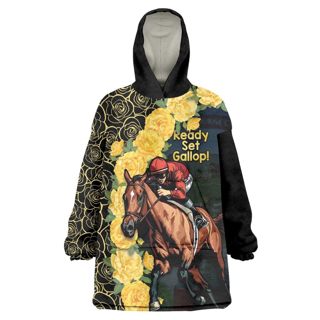 Melbourne Horse Racing Wearable Blanket Hoodie Yellow Roses - Ready Set Gallop! - Vibe Hoodie Shop