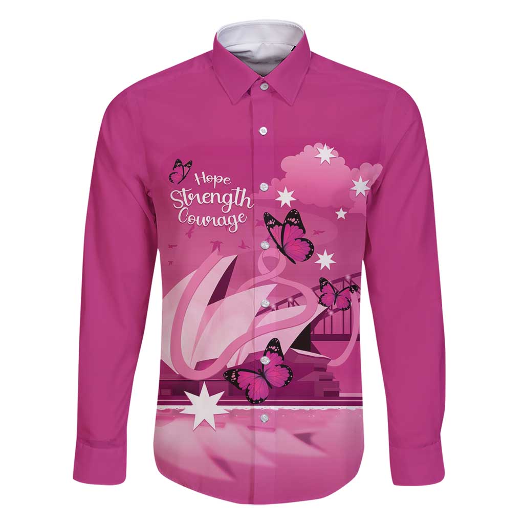 Personalised Australia Breast Cancer Awareness Family Matching Long Sleeve Bodycon Dress and Hawaiian Shirt Sydney Opera House Butterfly Pink Ribbon - Vibe Hoodie