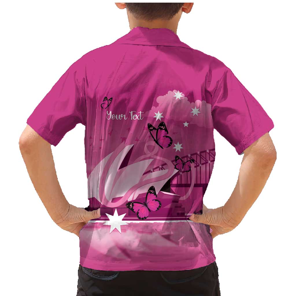 Personalised Australia Breast Cancer Awareness Family Matching Mermaid Dress and Hawaiian Shirt Sydney Opera House Butterfly Pink Ribbon - Vibe Hoodie