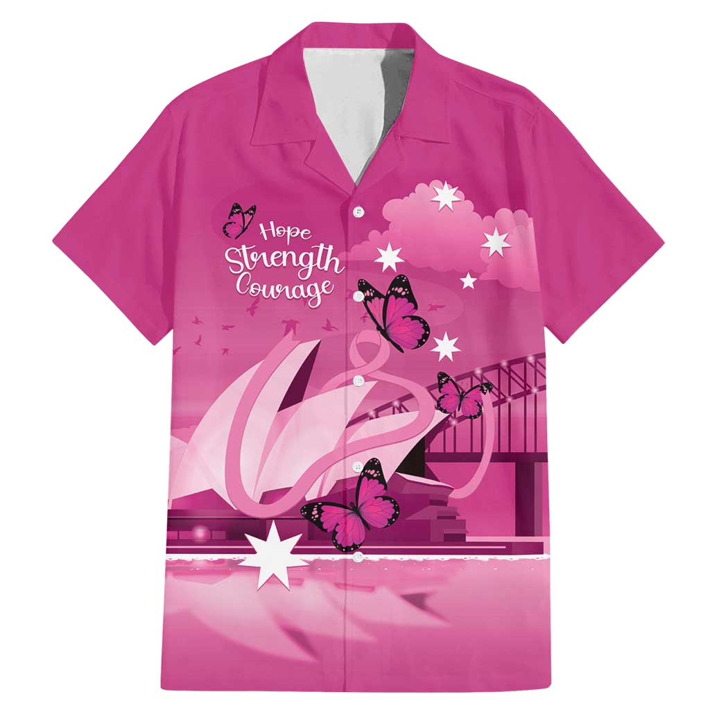 Personalised Australia Breast Cancer Awareness Family Matching Mermaid Dress and Hawaiian Shirt Sydney Opera House Butterfly Pink Ribbon - Vibe Hoodie