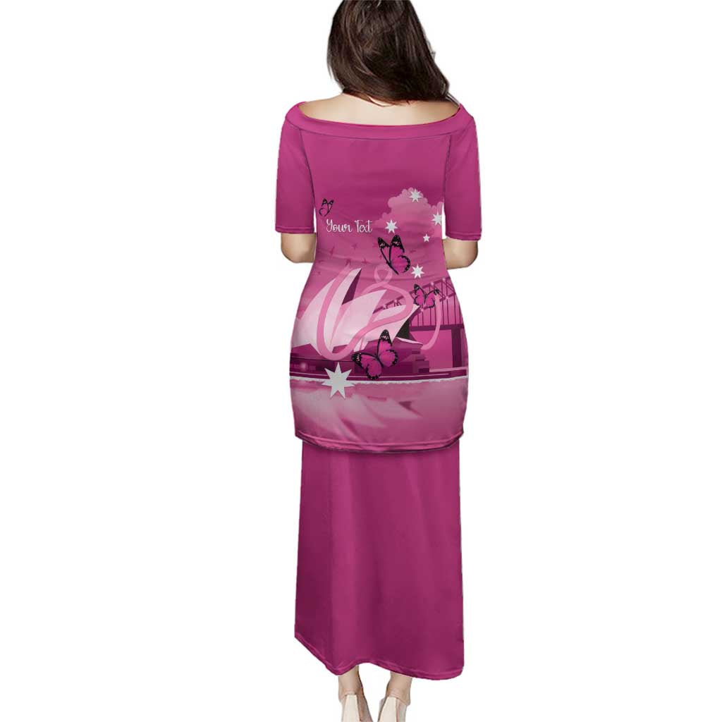 Personalised Australia Breast Cancer Awareness Family Matching Puletasi and Hawaiian Shirt Sydney Opera House Butterfly Pink Ribbon - Vibe Hoodie