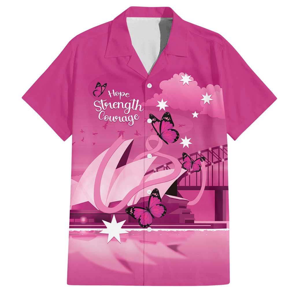 Personalised Australia Breast Cancer Awareness Family Matching Summer Maxi Dress and Hawaiian Shirt Sydney Opera House Butterfly Pink Ribbon - Vibe Hoodie