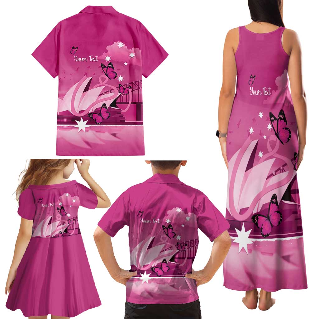 Personalised Australia Breast Cancer Awareness Family Matching Tank Maxi Dress and Hawaiian Shirt Sydney Opera House Butterfly Pink Ribbon - Vibe Hoodie