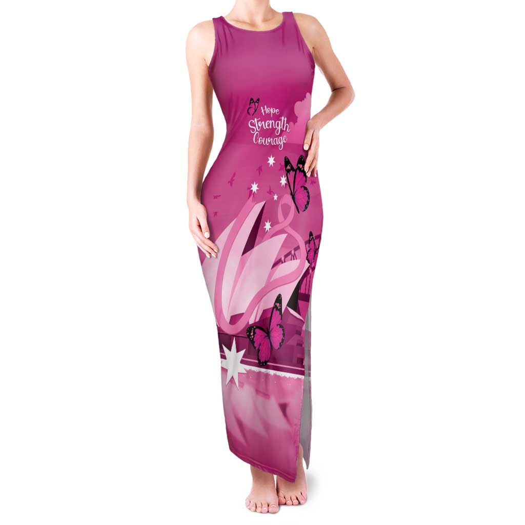 Personalised Australia Breast Cancer Awareness Family Matching Tank Maxi Dress and Hawaiian Shirt Sydney Opera House Butterfly Pink Ribbon - Vibe Hoodie