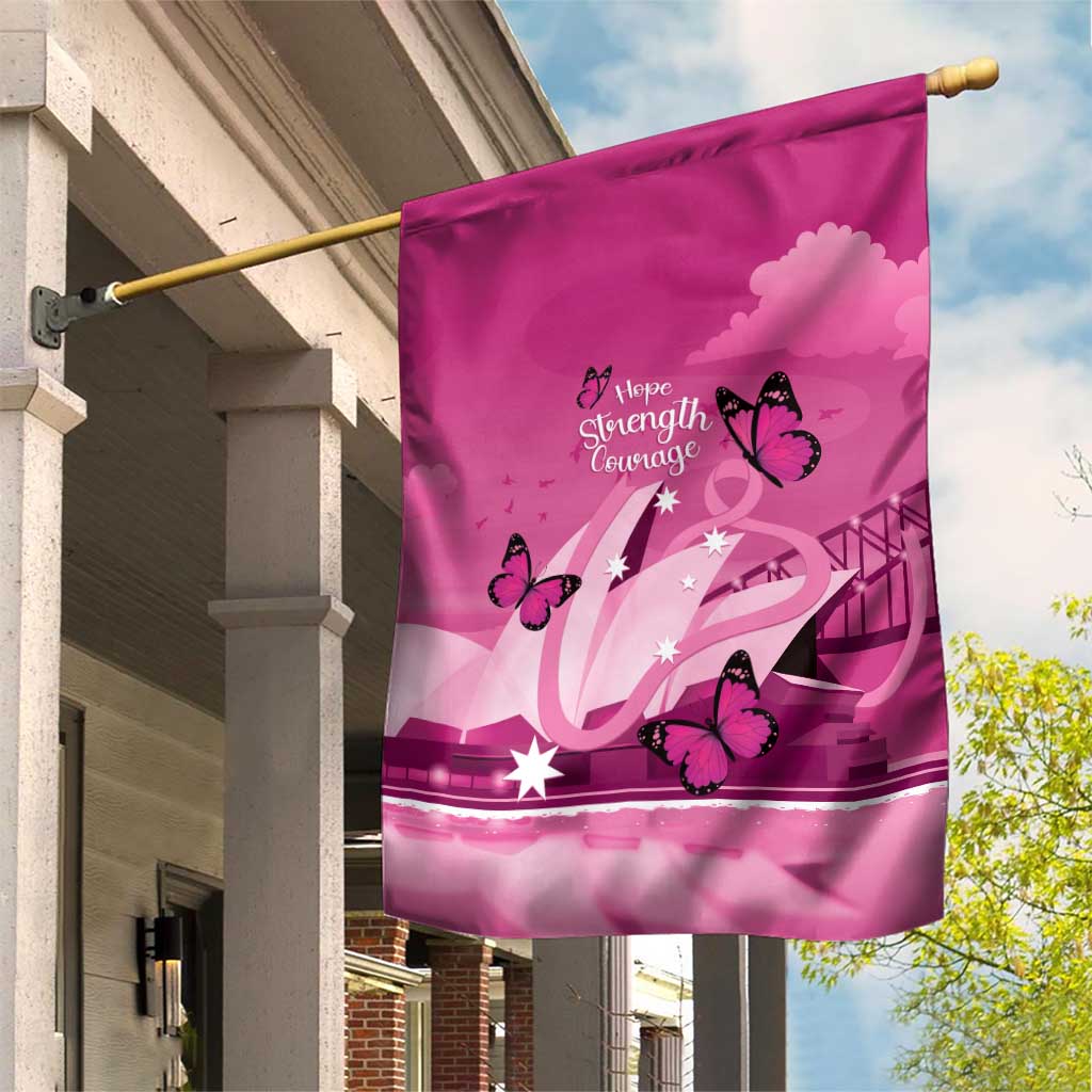 Australia Breast Cancer Awareness Garden Flag Sydney Opera House Butterfly Pink Ribbon - Vibe Hoodie