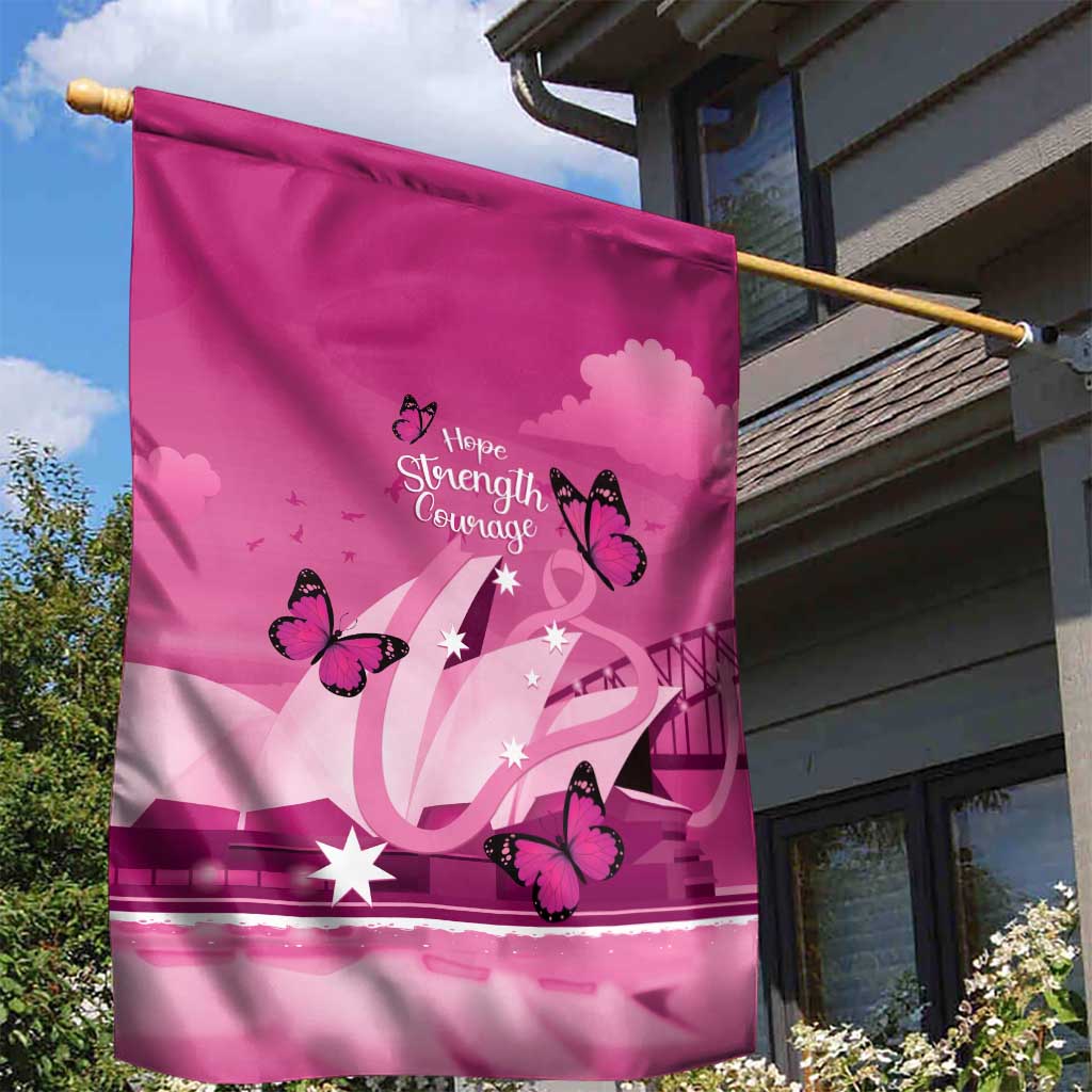 Australia Breast Cancer Awareness Garden Flag Sydney Opera House Butterfly Pink Ribbon - Vibe Hoodie